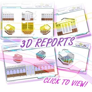 Image shows a collection of 3D reports available within ComfortableConservatories.