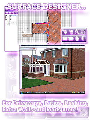 Driveways sample using the ComfortableConservatories built in surface designer for patios, paving, decking, walls & more.
