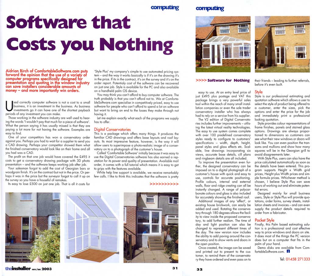 Editorial from the December 2003 issue of 'The Installer'